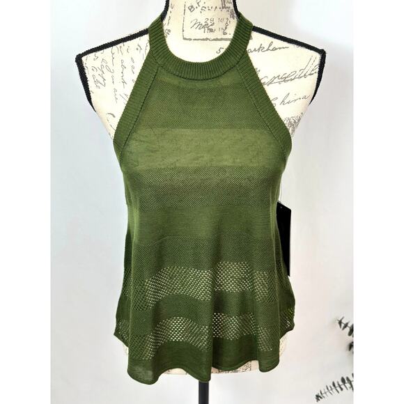 MPG Sport Halter Sleeveless Partial See Through Tank Top Allude S - Picture 2 of 11